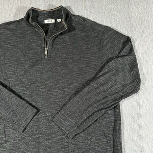 ROWM 1/4‎ Zip Sweater Mens XL Heather Black Cotton Mock Neck Preppy